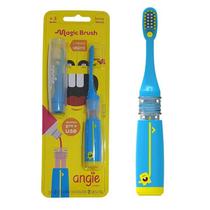 Escova Dental Infantil Magic Brush c/ Reservatório de Gel e Refil (Azul +3 Anos) - Angie by Angelus