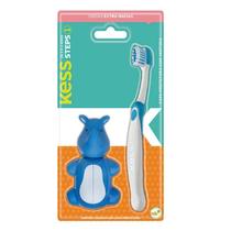Escova Dental Infantil Steps Com Capa Protetora Azul - Kess - Belliz