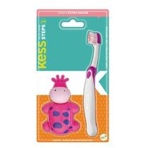 Escova Dental Infantil Steps Com Capa Protetora Rosa - Kess - Belliz Escova Dental Infantil Steps Com Capa Protetora Rosa - Kess - Belliz