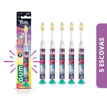 Escova Dental Infantil Trolls com Luz GUM 5 unidades