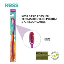 Escova Dental Kess Basic Action Média Cabo Anatômico Emborrachado Azul