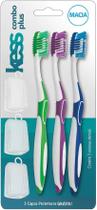 Escova Dental Kess Combo Plus Macia Cores Sortidas 3 Unidades e Ganhe 3 Capas Protetoras