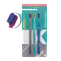 Escova Dental Kess Pro Extra Macias C/3 Cores Sortidas Cód.2109
