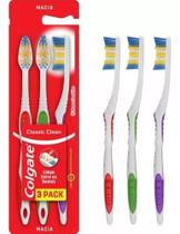 Escova Dental Kit Com 3 Unidades Colgate Classic Clean Macia