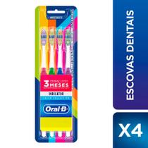 Escova Dental Oral B Indicator Color Collection Com 4 Unidades