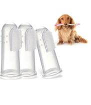 Escova Dental Pet De Dedo Em Silicone Kit 3 Unidades