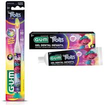 Escova Dental Pisca 60 Seg + Gel Dental 50gr - TROLLS - GUM