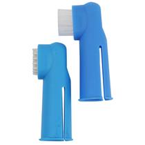 Escova dental tipo dedal com 2 escovas para Pets Azul
