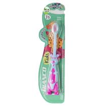 Escova Dente Girafesta Bianco Kids Dental Macia - Azul Rosa