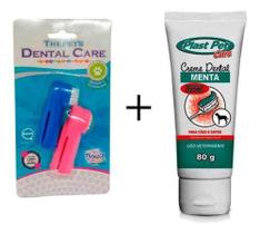 Escova Dentes Para Cachorro E Pasta Dental Kit Higiene Pet - PLAST PET