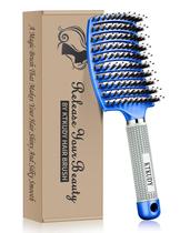 Escova desembaraçadora KTKUDY Boar Bristles Escova de cabelo azul Escova desembaraçadora KTKUDY Boar Bristles Escova de cabelo azul