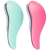 Escova Detangler Crave Naturals Glide Thru, pacote com 2 turquesas