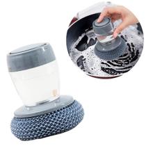 Escova Dispenser Detergente Cozinha Esponja Limpa Panela