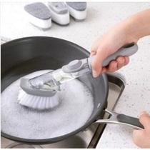 Escova Dispenser Sabão Detergente Esfrega Panela Gordura Higienização Cozinha Limpeza Cabo Bucha Escova Dispenser Sabão Detergente Esfrega Panela Gordura Higienização Cozinha Limpeza Cabo Bucha