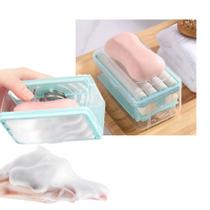 Escova Dispenser Saboneteira Multiuso 2X1 Casa Espuma Esfrega Limpeza Arruma Guarda Sabao Casa Banheiro Limpa