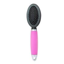 Escova Dupla com Cabo em Gel Rosa para Cães e Gatos Tam M