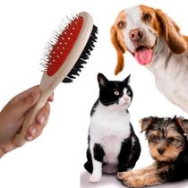 Escova Dupla de Madeira Pet Rasqueadeira Profissional Cães E Gatos Cuidado Sustentável Para Pelos