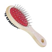 Escova Dupla Napi para Cães e Gatos com Cabo de Madeira - Tamanho P