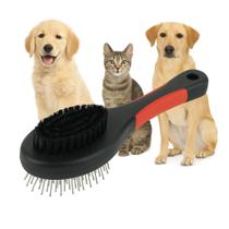 Escova Dupla Para Pet Cães Cachorros e Gatos Pinos Com Bolinhas Cerdas Macias Penteia Remove Pelos Massageia Escova Dupla Para Pet Cães Cachorros e Gatos Pinos Com Bolinhas Cerdas Macias Penteia Remove Pelos Massageia