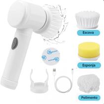 Escova Elétrica Compacta Multifuncional Recarregável Porta Detergente Para Banheiro Louças