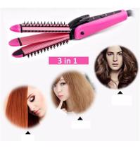 Escova Elétrica de Cabelo Alisadora+Modela Cabelo+Crimper Escova Elétrica de Cabelo Alisadora+Modela Cabelo+Crimper