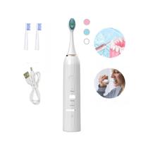 Escova Elétrica Higiene Oral 3 Modos Limpeza dos Dentes Recarregável USB Com Refil - EMB-UTILIT