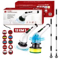 Escova Elétrica Limpeza Kit 12 em 1 Sem Fio Giratória Portátil