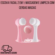 Escova Facial 2 em 1: Massagem e Limpeza com Cerdas Macias