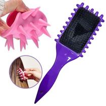 Escova Fitagem Para Cabelo Cacheado e Escova Capilar Massageadora Silicone Escova Fitagem Para Cabelo Cacheado e Escova Capilar Massageadora Silicone