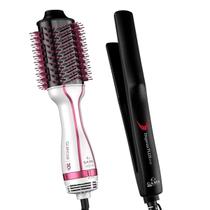 Escova Gama Italy 4 Em 1 Ceramica Ion Secadora Alisadora Volume 1300w Cabelo Umido Glamour Pink Prancha 410ºf Plus