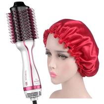 Escova Gama Italy 4 Em 1 Ceramica Ion Secadora Alisadora Volume 1300w Cabelo Umido Glamour Pink Touca Certim Anti Frizz