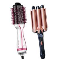 Escova Gama Italy Secadora Alisadora 4 Em 1 Ceramica 1300w Glamour Modelador Cachos Triondas Profissional Ions Cacheador