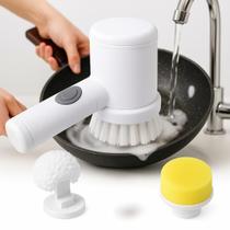 Escova Giratoria Eletrica Limpeza Multiuso Para Casa Cozinha Banheiro Recarregavel Usb 3 Cabeças