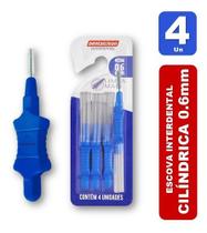 Escova Interdental Azul Cilíndrica 0.6mm C/4 Un Dentalclean