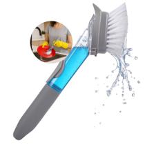 Escova Lava Louças para Limpeza Multiuso com Reservatório para Detergente Escova 2 EM 1 com Cabo Escova Lava Louças para Limpeza Multiuso com Reservatório para Detergente Escova 2 EM 1 com Cabo