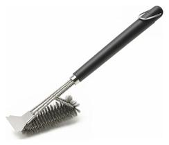 Escova Limpa Grelha de Churrasqueira com Cerdas de Aço Inox Punho Longo, Antiderrapante e Prática para Armazenar Escova Limpa Grelha de Churrasqueira com Cerdas de Aço Inox Punho Longo, Antiderrapante e Prática para Armazenar