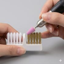 Escova Limpadora De Brocas Unha Dupla Metal Nylon Manicure Escova Limpadora De Brocas Unha Dupla Metal Nylon Manicure