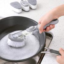 Escova Limpeza 2 em 1 Dispenser Detergente Esponja Cozinha Max Cleaner - Utimix