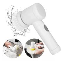 Escova Limpeza Elétrica Recarregável - 3 Cabeças - Branco - Magic Brush