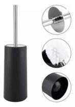 Escova Limpeza Sanitária Vaso Privada Banheiro Com Suporte PRETO