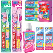 Escova luz + 3 gel + enxaguante + fio peppa pig -dentalclean