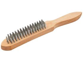 Escova Manual em Aco Carbono com 4 fileiras e cabo de madeira SPARTA