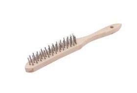 Escova manual inox 3 fileiras cabo madeira - Vonder