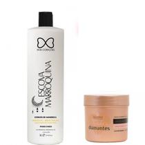 Escova Marroquina Dois Corações 1L + Mascara Clay 250g
