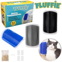 Escova massageador e tira pelo de parede para gato com catnip cores vairadas - FLUFFIE