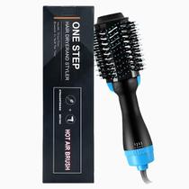 Escova Multifuncional Azul 3 em 1 Seca Alisa Modela Cabelos