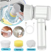 Escova Multifuncional Recarregável Louças Compacta Para Banheiro Porta Detergente