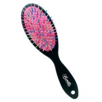 Escova Oval Pequena Almofadada Com Cerdas Coloridas Bonitta