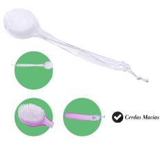 Escova para Banho Cabo Longo Cerdas Macia Costas Dompel Transparente