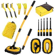 Escova para Lavagem de Carro com Cabo Longo, Mopa para Lavagem de Carro de 55 Polegadas, Kit de Lavagem com Luva Retrátil e Cabo Curvo para Carros, RV, Caminhões e Barcos Escova para Lavagem de Carro com Cabo Longo, Mopa para Lavagem de Carro de 55 Polegadas, Kit de Lavagem com Luva Retrátil e Cabo Curvo para Carros, RV, Caminhões e Barcos